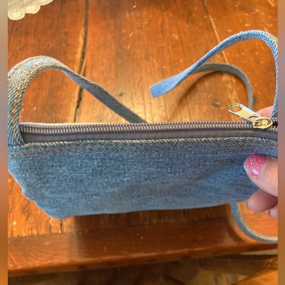 Boho Chic CROSSBODY Handbag Blue Jean with Silver Beads NEW - Picture 5 of 8